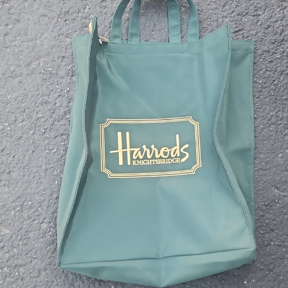 Harrods Handbags - Harrods of Knightsbridge Vintage Green Tote with Gold Logo Nwt